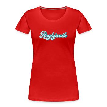 Reykjavik Neon Script - Women's Premium Organic T-Shirt - red - Front - Mia (176cm)