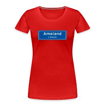Ameland Ortsschild - Frauen Premium Bio T-Shirt - Rot - Vorne - Mia (176cm)