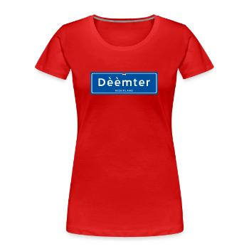 Dèèmter (Deventer) place name sign - Women's Premium Organic T-Shirt - red - Front - Mia (176cm)