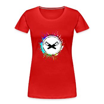 Saw icon symbol - Women's Premium Organic T-Shirt - red - Front - Mia (176cm)