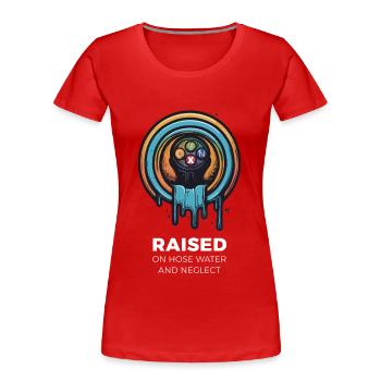 Gen X - Raised on Hose Water and Neglect - Frauen Premium Bio T-Shirt - Rot - Vorne - Mia (176cm)