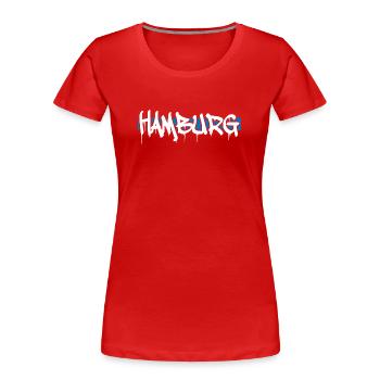 Hamburg - Frauen Premium Bio T-Shirt - Rot - Vorne - Mia (176cm)
