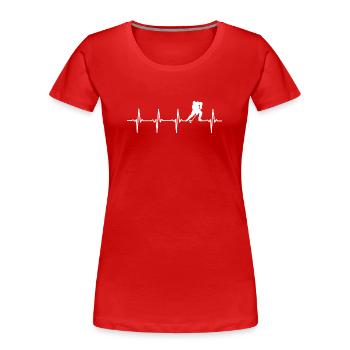 Eishockeyspieler Herzschlag-Hockey - Frauen Premium Bio T-Shirt - Rot - Vorne - Mia (176cm)