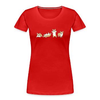 Corgi Parade Chiens Joyeux - T-shirt bio Premium Femme - rouge - Devant - Mia (176cm)