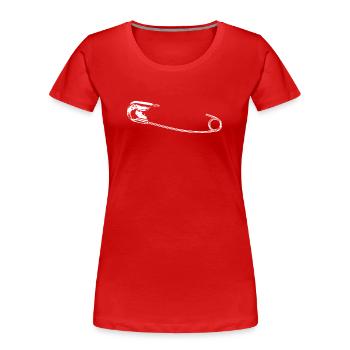 Minimalistische Stethoskop-Linienzeichnung - Frauen Premium Bio T-Shirt - Rot - Vorne - Mia (176cm)