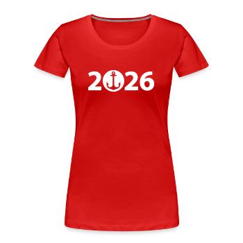 Nautisme 2026, Croisière 2026, Capitaine 2026 - T-shirt bio Premium Femme - rouge - Devant - Mia (176cm)