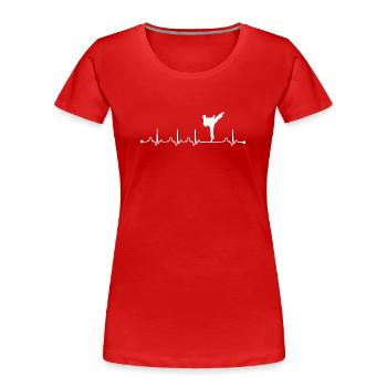 Karaté Battement de cœur, ECG, pulsation, arts martiaux, combattant - T-shirt bio Premium Femme - rouge - Devant - Mia (176cm)