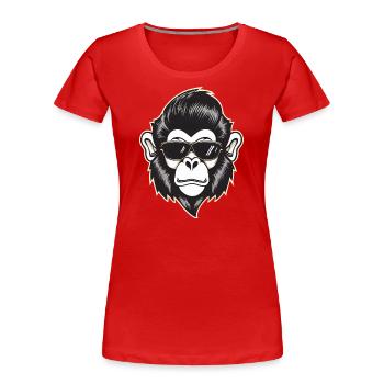 Cooler Affe mit Sonnenbrille und 50er Jahre Frisur - Frauen Premium Bio T-Shirt - Rot - Vorne - Mia (176cm)
