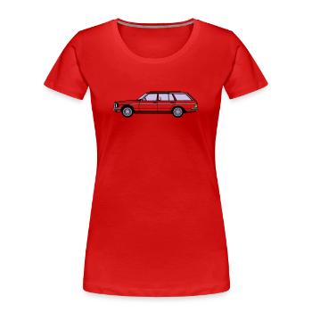 MB W123 T Model Kombi ...(25) - Frauen Premium Bio T-Shirt - Rot - Vorne - Mia (176cm)