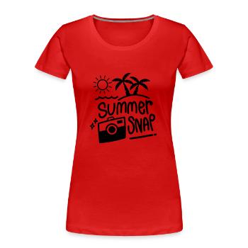 VACANCES D’ÉTÉ PHOTO INSTANTANÉ IMAGE SLOGAN MOTIF - T-shirt bio Premium Femme - rouge - Devant - Mia (176cm)