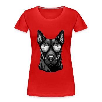 Doberman Chien Hipster Cool Party - T-shirt bio Premium Femme - rouge - Devant - Mia (176cm)