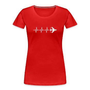 Flugzeug Herzschlag Pilot Luftfahrt Flieger - Frauen Premium Bio T-Shirt - Rot - Vorne - Mia (176cm)