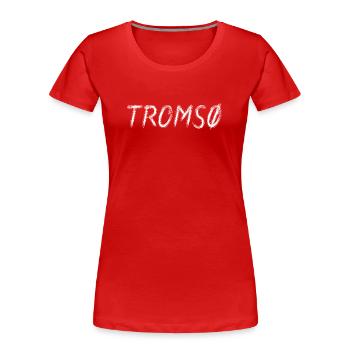 Tromsø Typographie Brush Nordique - T-shirt bio Premium Femme - rouge - Devant - Mia (176cm)