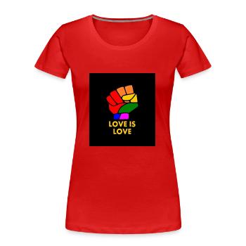 Love is love - T-shirt bio Premium Femme - rouge - Devant - Mia (176cm)
