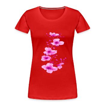 Kirschblüten sakura neon pink sakura - Frauen Premium Bio T-Shirt - Rot - Vorne - Mia (176cm)
