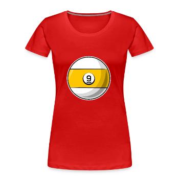 Billardkugel 9 gelbe Billard neun - Frauen Premium Bio T-Shirt - Rot - Vorne - Mia (176cm)