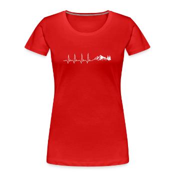 Herzschlag-Gipfel und Kiefern - Frauen Premium Bio T-Shirt - Rot - Vorne - Mia (176cm)