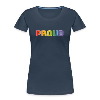 Regenbogen proud weiss - Frauen Premium Bio T-Shirt - Navy - Vorne - Mia (176cm)