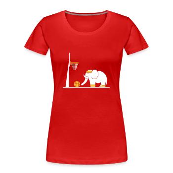 Elephant plays basketball - Women's Premium Organic T-Shirt - red - Front - Mia (176cm)