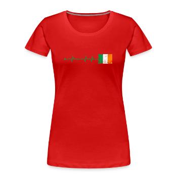 Drapeau de l’Irlande Heartbeat - T-shirt bio Premium Femme - rouge - Devant - Mia (176cm)