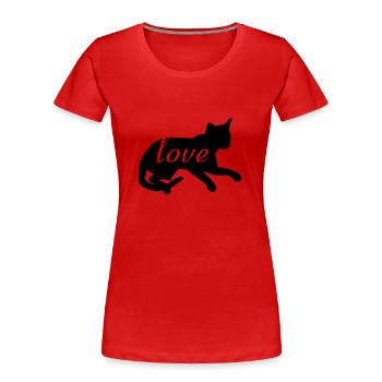 cats love - Women's Premium Organic T-Shirt - red - Front - Mia (176cm)