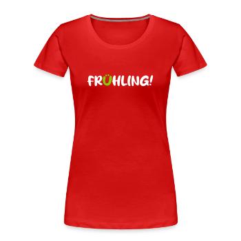 Frühling Saison Camping coole Quotes Comic Gesicht - Frauen Premium Bio T-Shirt - Rot - Vorne - Mia (176cm)