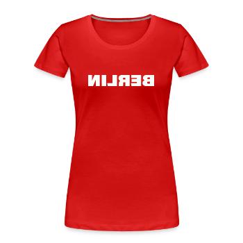 BERLIN - Frauen Premium Bio T-Shirt - Rot - Vorne - Mia (176cm)