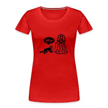 Married - help - Line - Women's Premium Organic T-Shirt - red - Front - Mia (176cm)