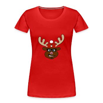 Horst - der verrückte Elch! - Frauen Premium Bio T-Shirt - Rot - Vorne - Mia (176cm)