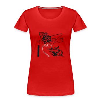 J’adore pêcher la pêche à partir d’un bateau design simple - T-shirt bio Premium Femme - rouge - Devant - Mia (176cm)