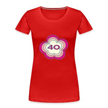 40. 40 JAHRE. 40-JÄHRIGES JUBILÄUM. GEBURTSTAG 40 JAHRE. - Frauen Premium Bio T-Shirt - Rot - Vorne - Mia (176cm)
