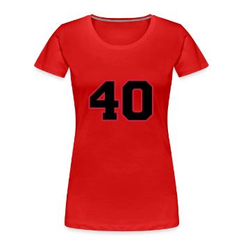 number40 - Women's Premium Organic T-Shirt - red - Front - Mia (176cm)