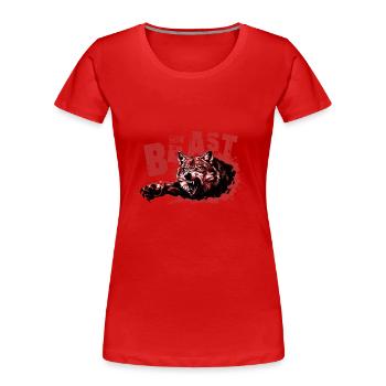 Loup bête - T-shirt bio Premium Femme - rouge - Devant - Mia (176cm)
