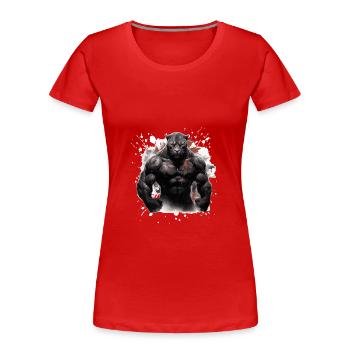 Muscle léopard Bodybuilding Beast - T-shirt bio Premium Femme - rouge - Devant - Mia (176cm)