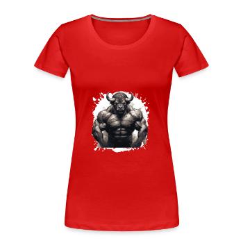 Muscle de bison Bodybuilding Beast - T-shirt bio Premium Femme - rouge - Devant - Mia (176cm)
