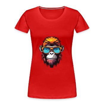 Monkey Hipster Cool Party - T-shirt bio Premium Femme - rouge - Devant - Mia (176cm)