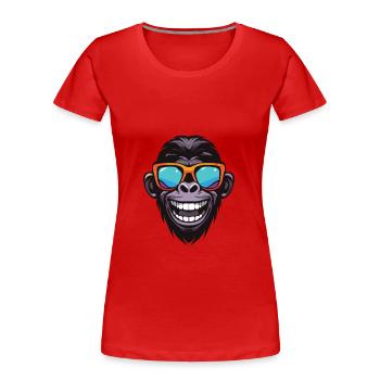 Monkey Hipster Cool Party - T-shirt bio Premium Femme - rouge - Devant - Mia (176cm)