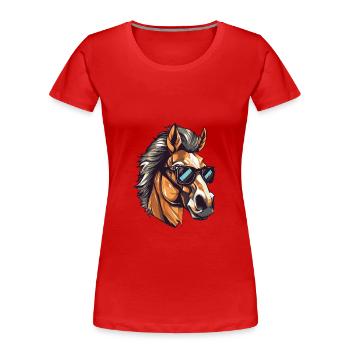 Cheval Hipster Cool Party - T-shirt bio Premium Femme - rouge - Devant - Mia (176cm)