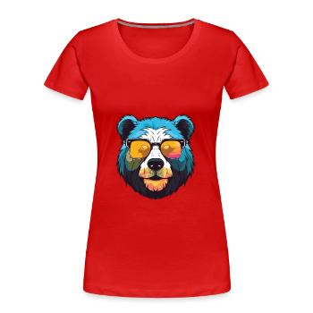 Ours polaire Hipster Cool Party Ours polaire - T-shirt bio Premium Femme - rouge - Devant - Mia (176cm)