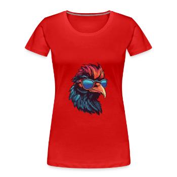 Coq Hipster Cool Party - T-shirt bio Premium Femme - rouge - Devant - Mia (176cm)