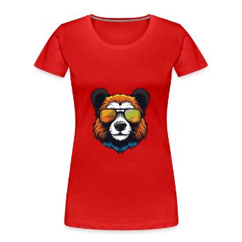 Panda Hipster Cool Party - T-shirt bio Premium Femme - rouge - Devant - Mia (176cm)