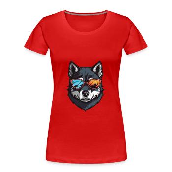 Husky Chien Hipster Cool Party - T-shirt bio Premium Femme - rouge - Devant - Mia (176cm)