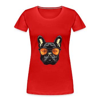 Französische Bulldogge Hund Kopf - Frauen Premium Bio T-Shirt - Rot - Vorne - Mia (176cm)