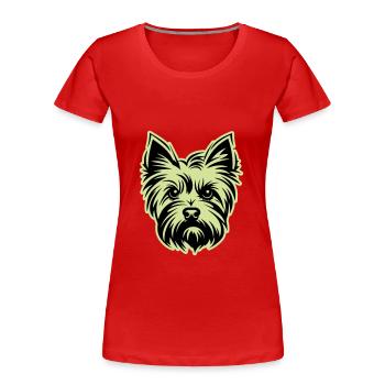 Yorkshire Terrier Hund Kopf - Frauen Premium Bio T-Shirt - Rot - Vorne - Mia (176cm)