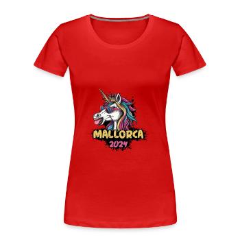 Majorque 2024 Licorne - T-shirt bio Premium Femme - rouge - Devant - Mia (176cm)