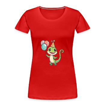 Lézard Anniversaire Bébé - T-shirt bio Premium Femme - rouge - Devant - Mia (176cm)