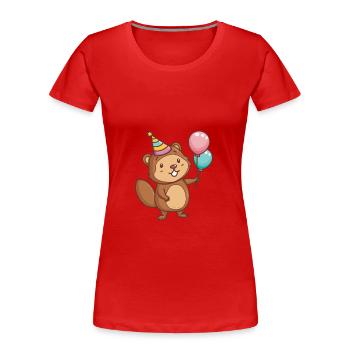 Bébé d’anniversaire de castor - T-shirt bio Premium Femme - rouge - Devant - Mia (176cm)