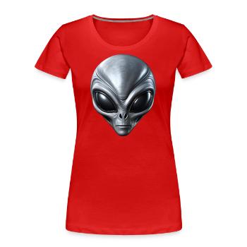 Kleines graues außerirdisches außerirdisches außerirdisches Wesen - Frauen Premium Bio T-Shirt - Rot - Vorne - Mia (176cm)