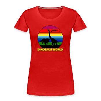 Monde des dinosaures, couleurs de l’arc-en-ciel, figure d’ombre - T-shirt bio Premium Femme - rouge - Devant - Mia (176cm)