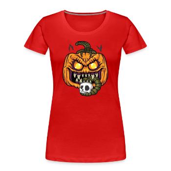 Pumpkin Halloween Kürbis - Women's Premium Organic T-Shirt - red - Front - Mia (176cm)